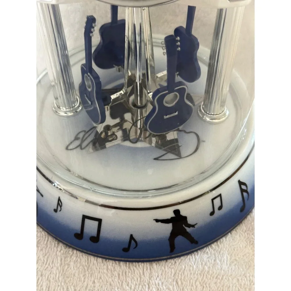 Elvis Presley Pendulum Clock 25th‎ Anniversary Blue Silver Glass Works See Video